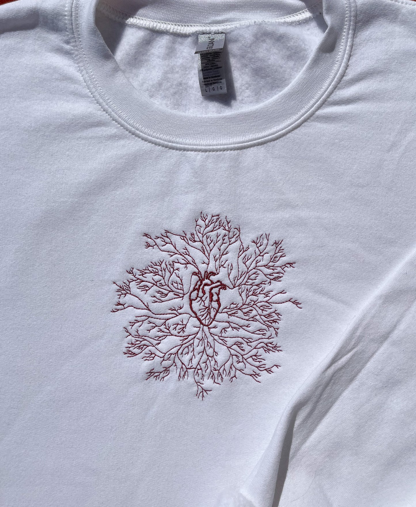 veiny heart crewneck! (embroidered!)