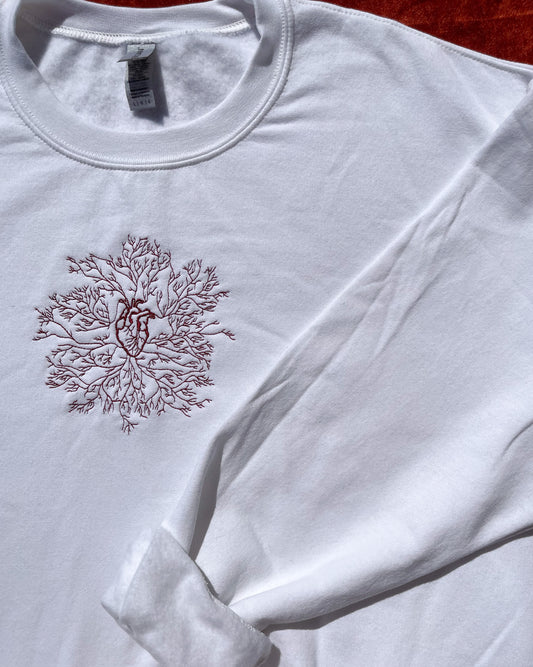 veiny heart crewneck! (embroidered!)